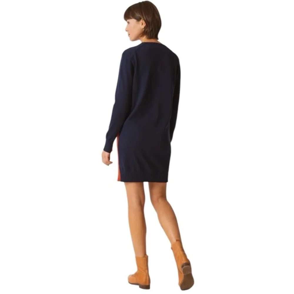 NWT SKFK Domeka Navy Organic Cotton Colorblock Sweater Dress Size 14
